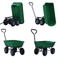 vidaXL Carrinho de mão basculante para jardim 300 kg 75 L verde