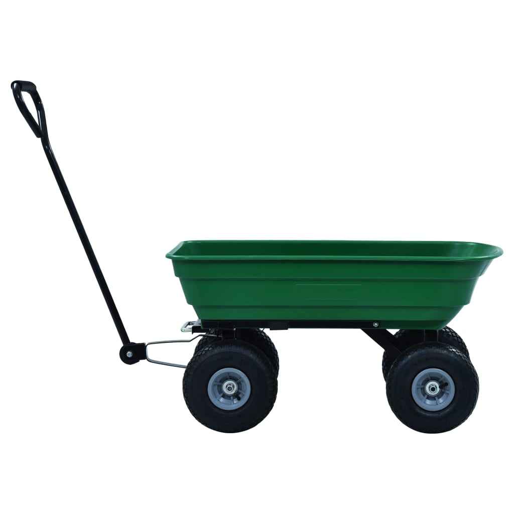 vidaXL Carrinho de mão basculante para jardim 300 kg 75 L verde