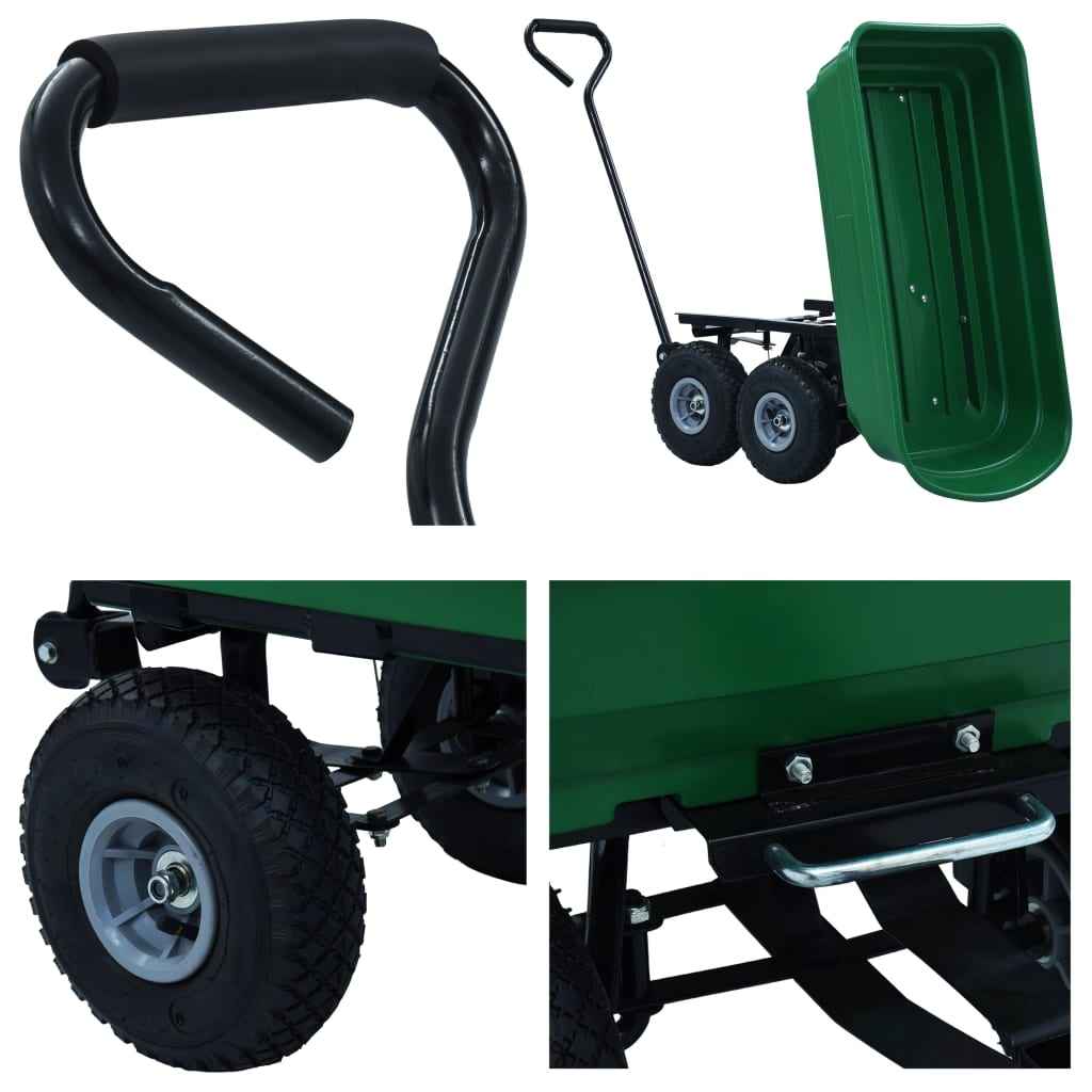 vidaXL Carrinho de mão basculante para jardim 300 kg 75 L verde