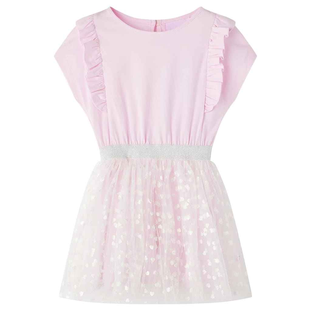 Vestido de criança com folhos rosa-claro 92