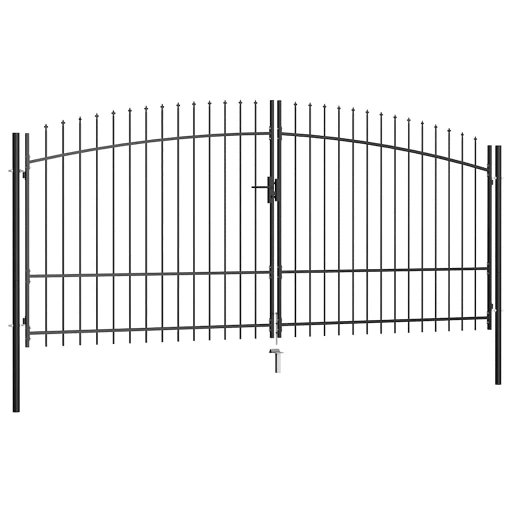 vidaXL Portão de cerca com porta dupla e topo em lanças 400x175 cm