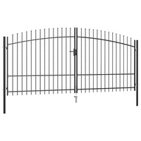 vidaXL Portão de cerca com porta dupla e topo em lanças 400x175 cm