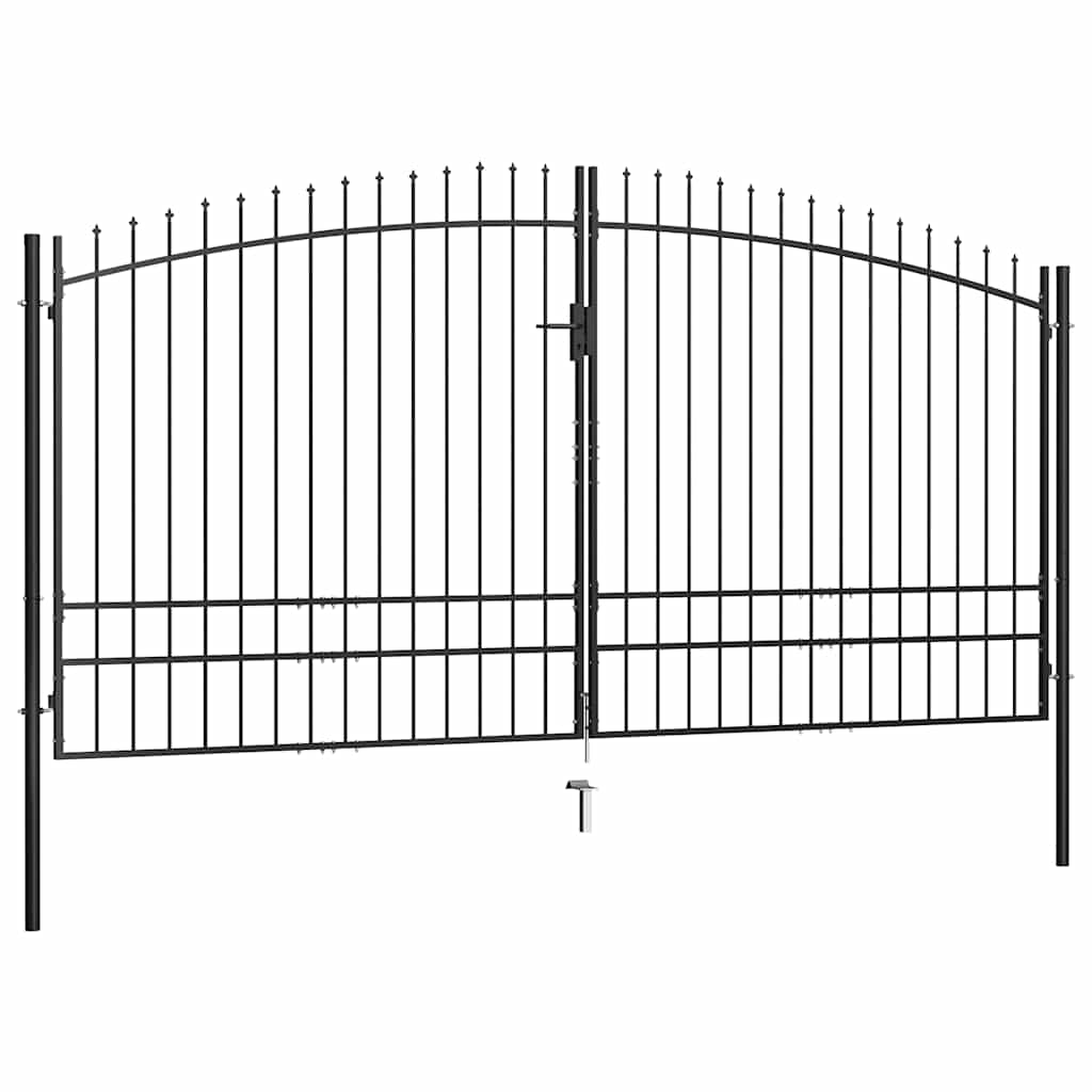 vidaXL Portão de cerca com porta dupla e topo em lanças 400x175 cm