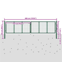 vidaXL Portão de jardim em tela de aço 400x75 cm verde