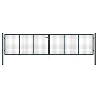 vidaXL Portão de jardim em tela de aço galvanizado 400x75 cm cinza