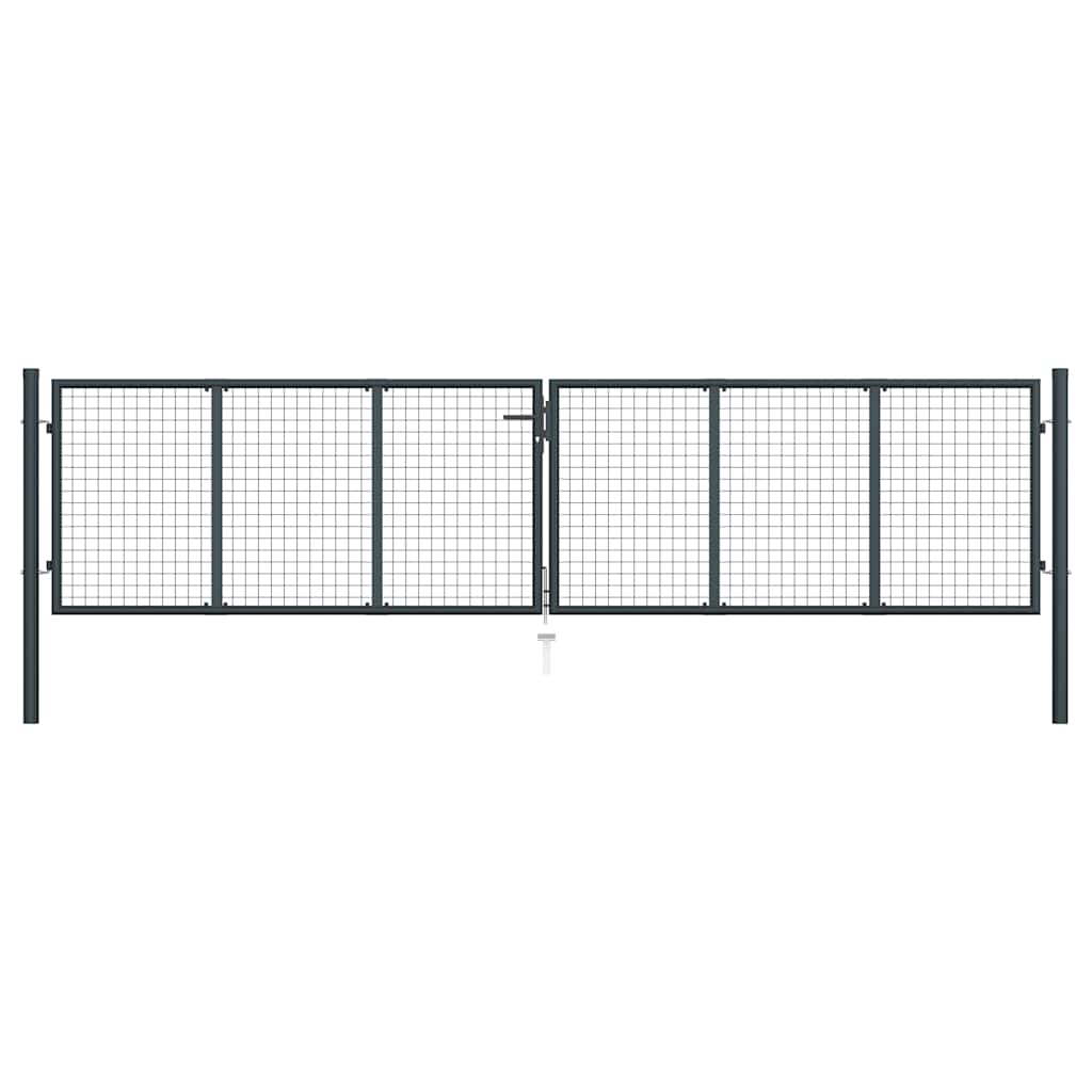 vidaXL Portão de jardim em tela de aço galvanizado 400x75 cm cinza