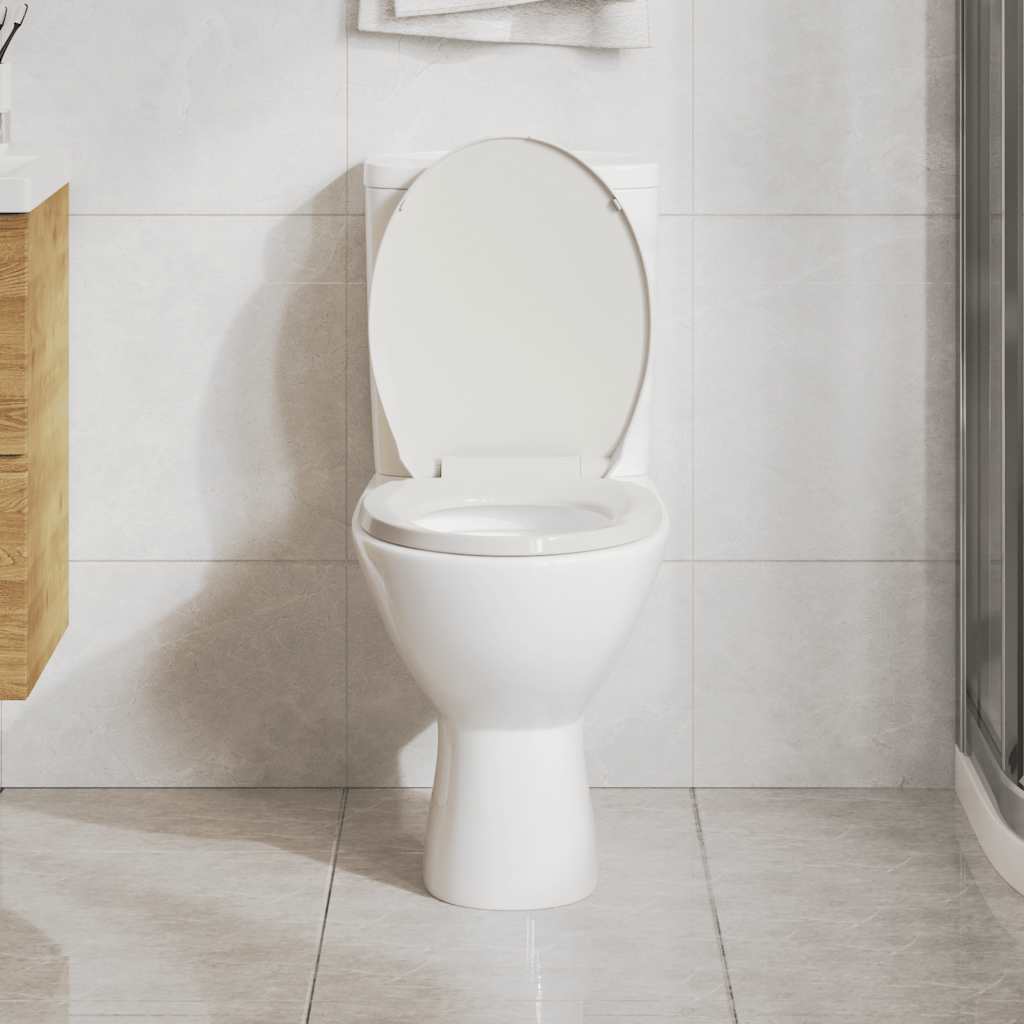 vidaXL Tampo de sanita oval com fecho suave cinzento-claro