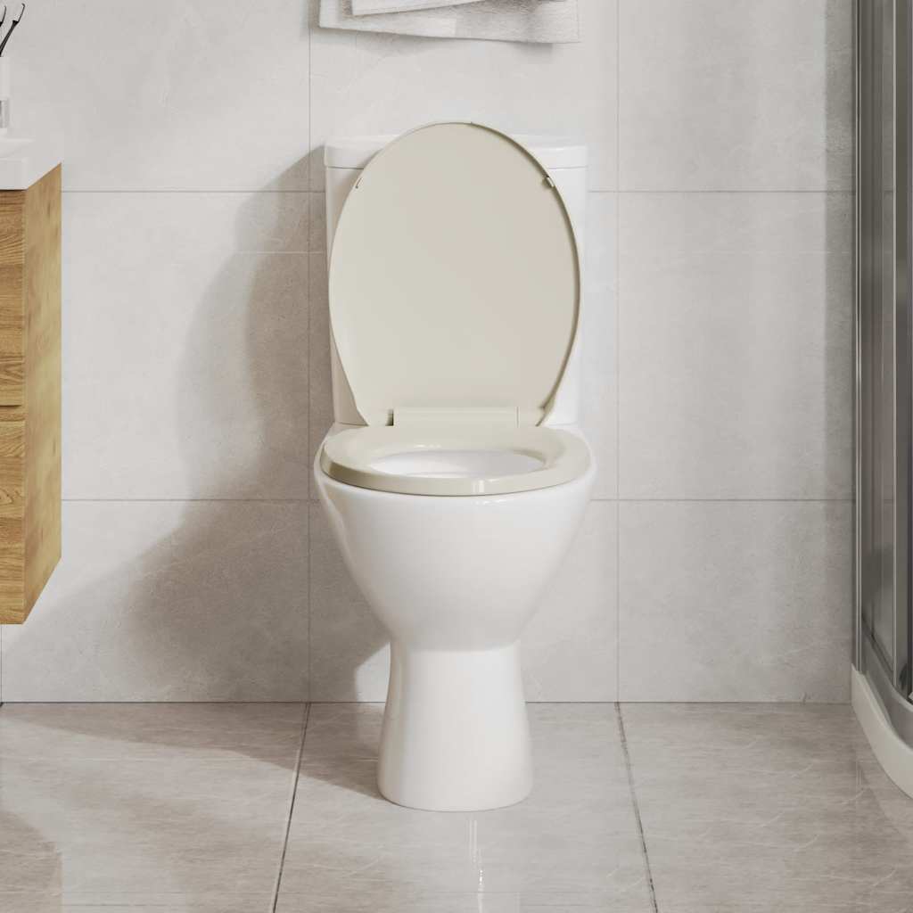 vidaXL Tampo de sanita oval com fecho suave cinzento-claro