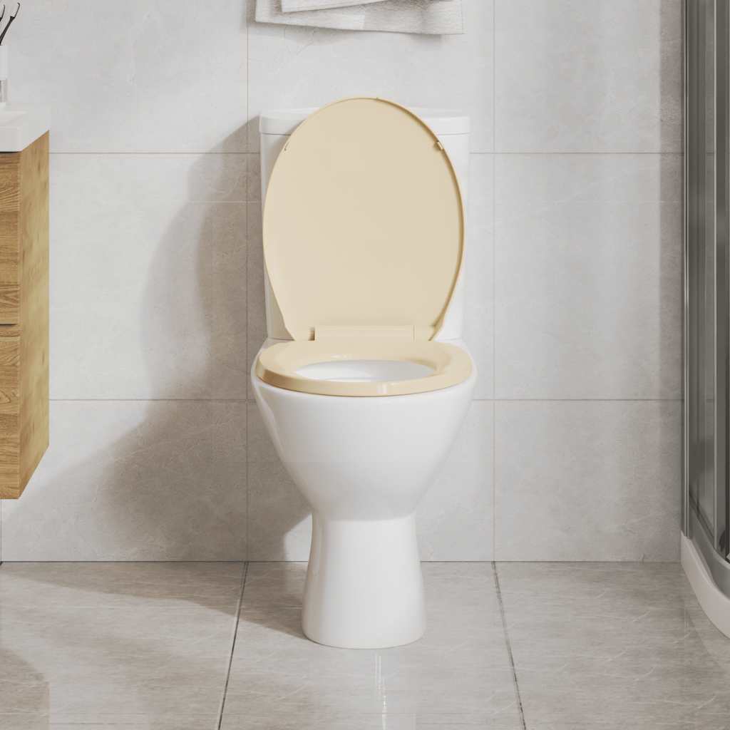 vidaXL Tampo de sanita oval com fecho suave cinzento-claro