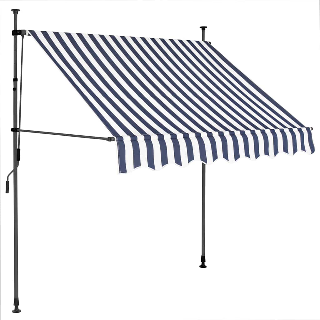 vidaXL Toldo retrátil manual com LED 100 cm azul e branco