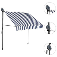 vidaXL Toldo retrátil manual com LED 100 cm azul e branco