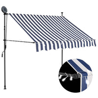 vidaXL Toldo retrátil manual com LED 100 cm azul e branco