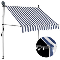 vidaXL Toldo retrátil manual com LED 100 cm azul e branco