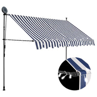 vidaXL Toldo retrátil manual com LED 100 cm azul e branco