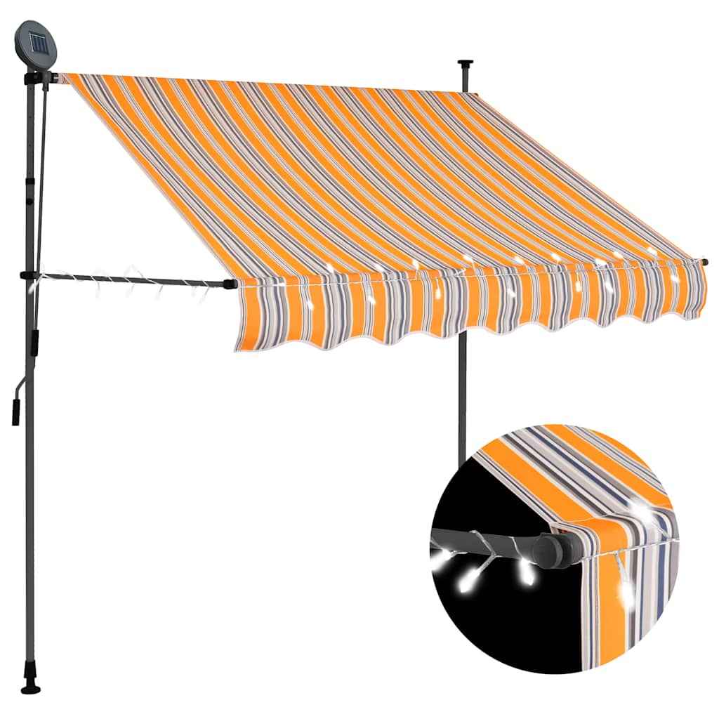 vidaXL Toldo retrátil manual com LED 100 cm azul e branco