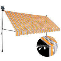 vidaXL Toldo retrátil manual com LED 100 cm azul e branco