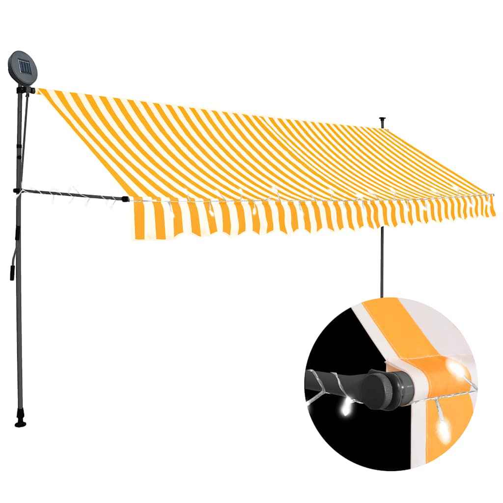 vidaXL Toldo retrátil manual com LED 100 cm azul e branco