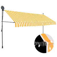 vidaXL Toldo retrátil manual com LED 100 cm azul e branco