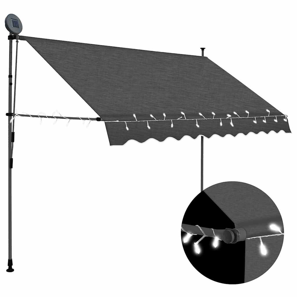 vidaXL Toldo retrátil manual com LED 100 cm azul e branco