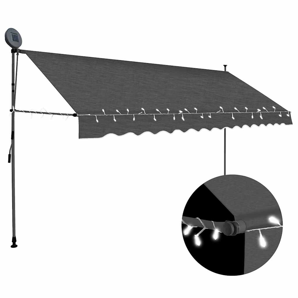 vidaXL Toldo retrátil manual com LED 100 cm azul e branco