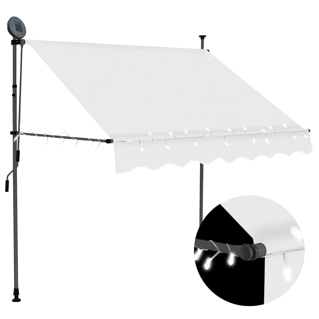 vidaXL Toldo retrátil manual com LED 100 cm azul e branco