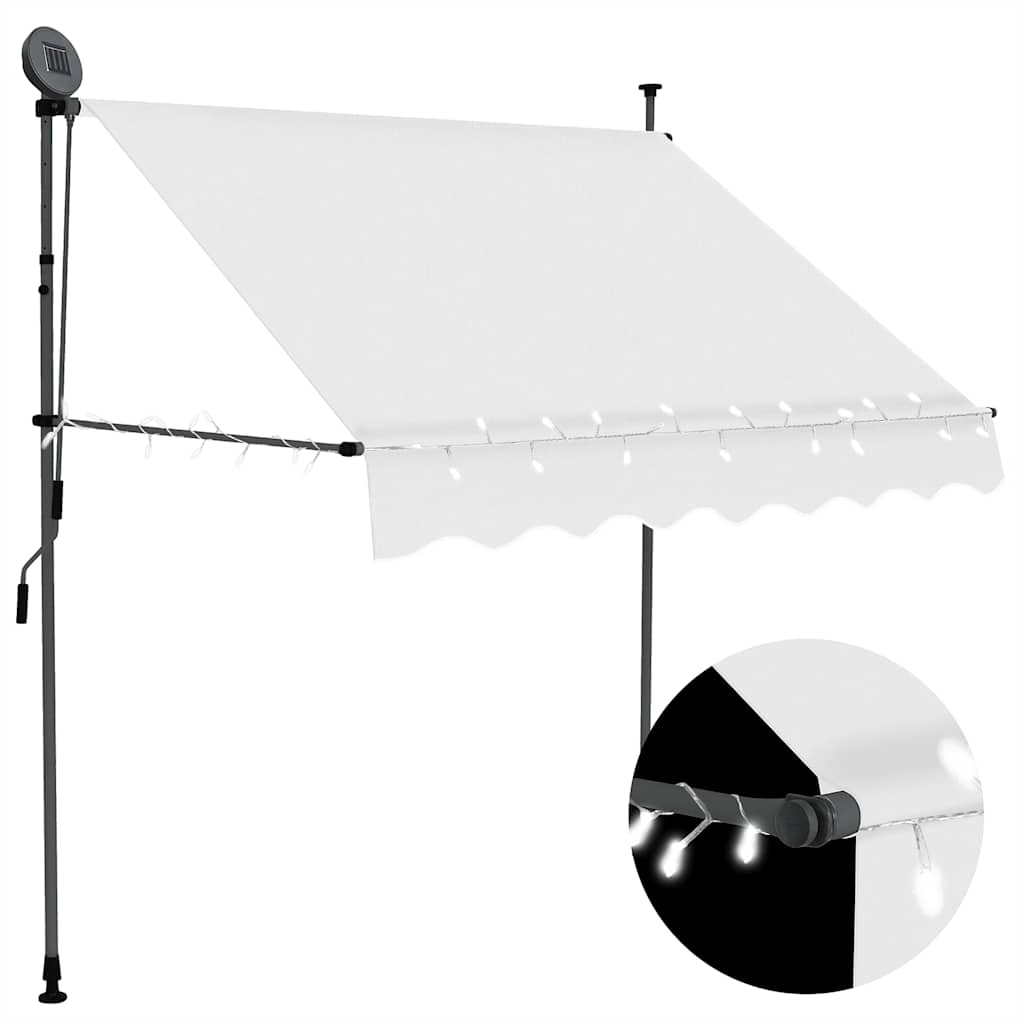 vidaXL Toldo retrátil manual com LED 100 cm azul e branco