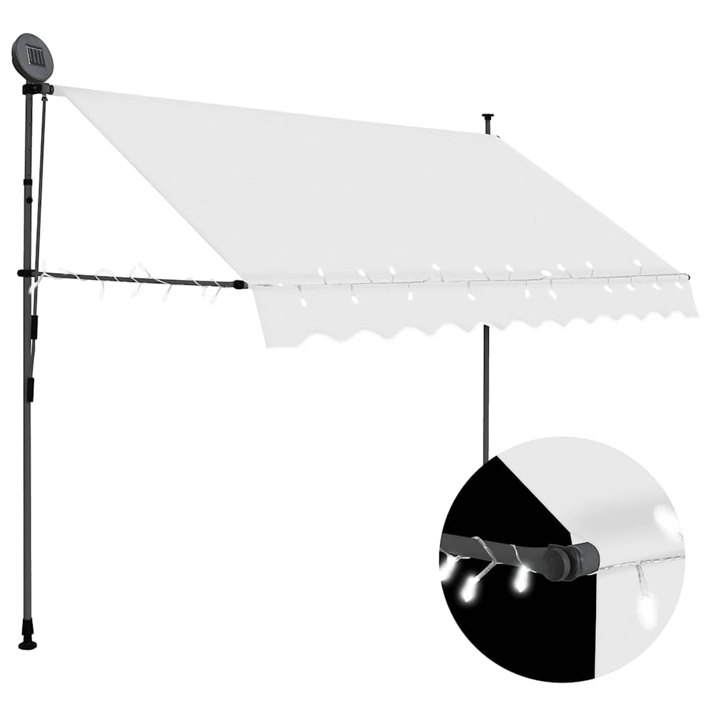 vidaXL Toldo retrátil manual com LED 100 cm azul e branco
