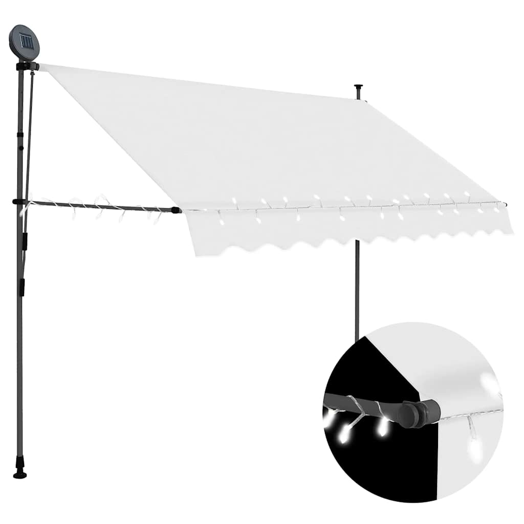 vidaXL Toldo retrátil manual com LED 100 cm azul e branco