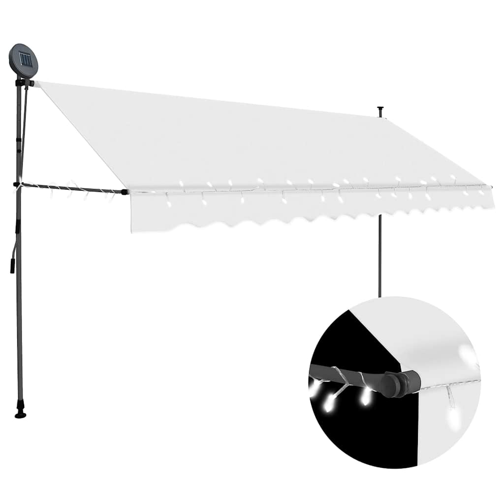 vidaXL Toldo retrátil manual com LED 100 cm azul e branco