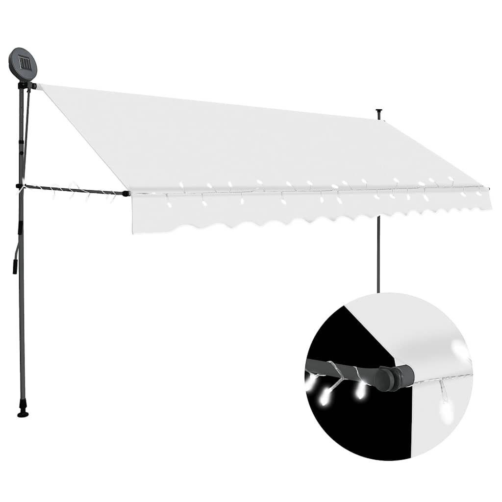 vidaXL Toldo retrátil manual com LED 100 cm azul e branco