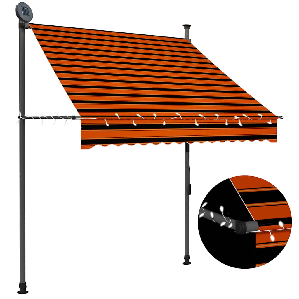 vidaXL Toldo retrátil manual com LED 100 cm azul e branco