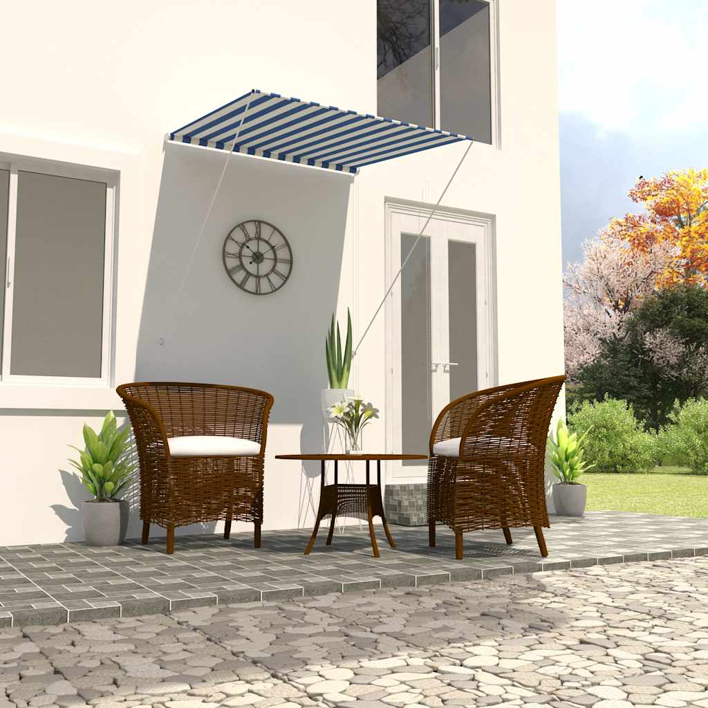 vidaXL Toldo retrátil 150x150 cm azul e branco