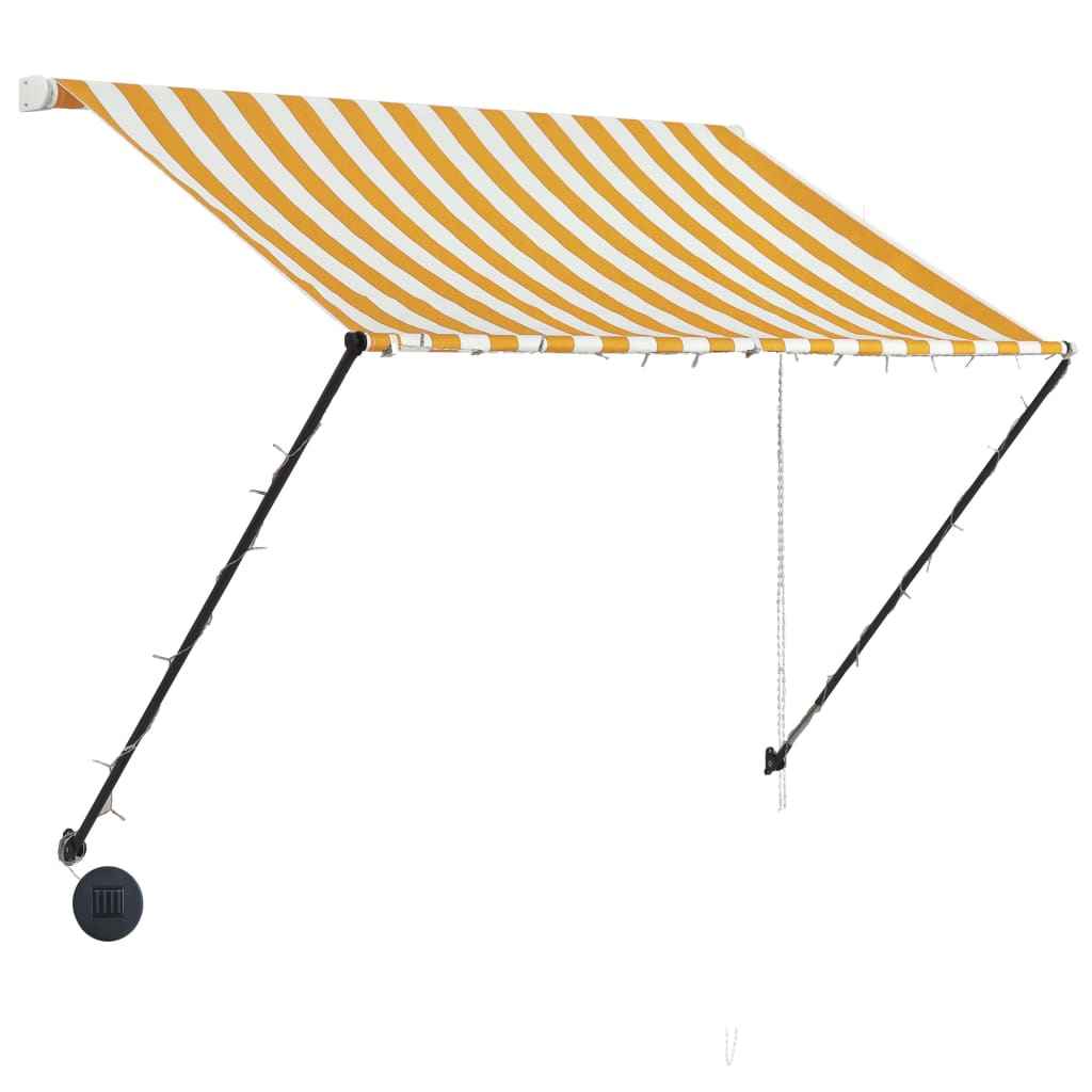 vidaXL Toldo retrátil com LED 200x150 cm amarelo e branco