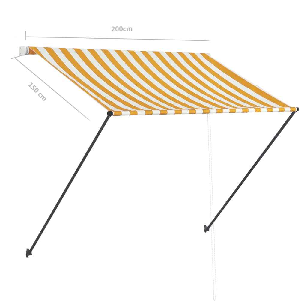 vidaXL Toldo retrátil com LED 200x150 cm amarelo e branco