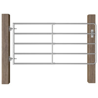 vidaXL Portão para campo 5 barras aço (95-170)x90 cm prateado