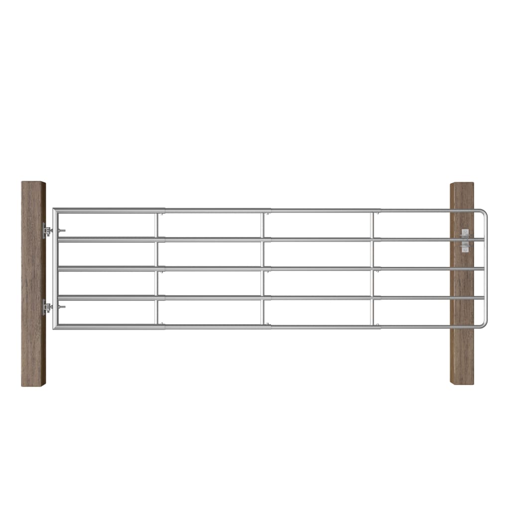 vidaXL Portão para campo 5 barras aço (95-170)x90 cm prateado