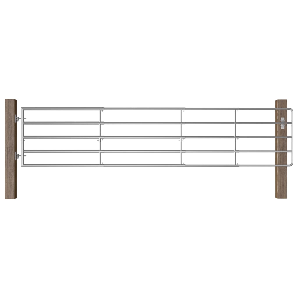 vidaXL Portão para campo 5 barras aço (95-170)x90 cm prateado