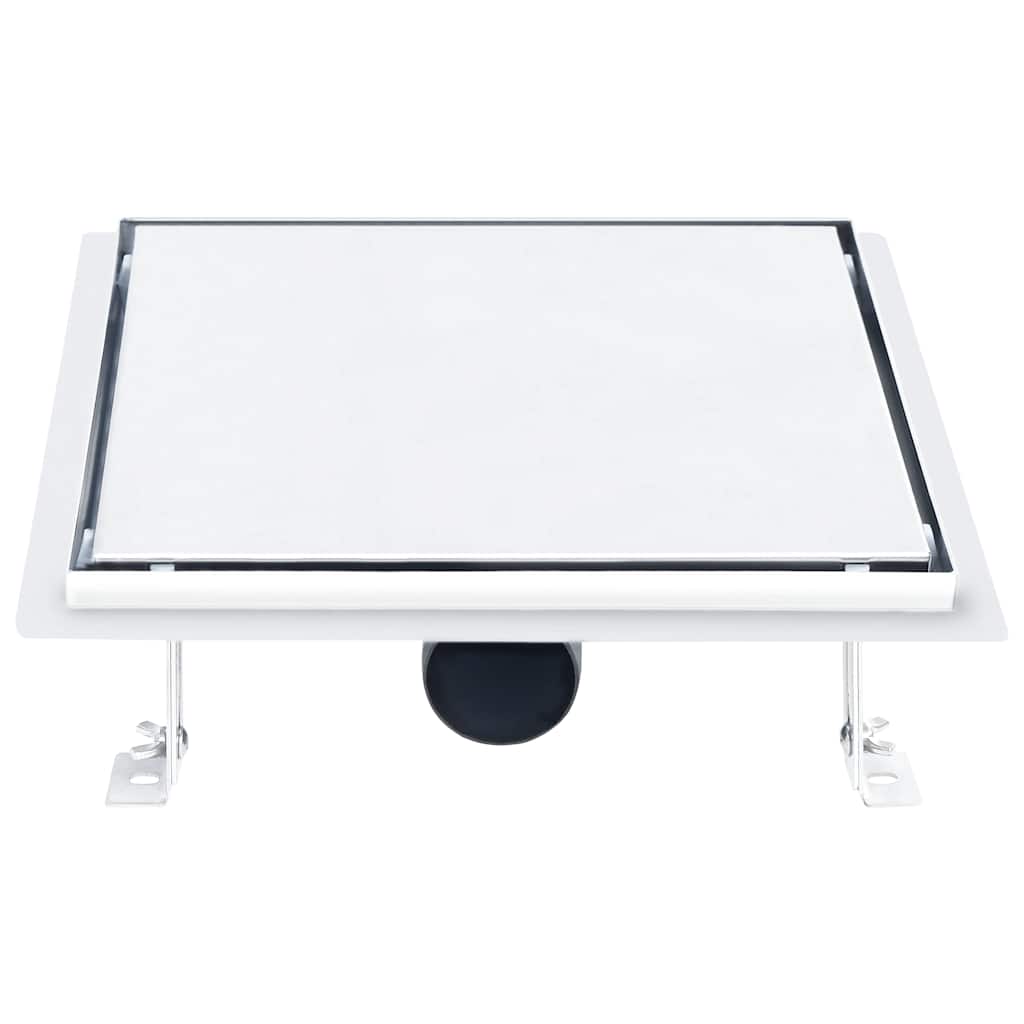 vidaXL Ralo chuveiro tampa plana/inserção ladrilho 28x28 cm aço inox.