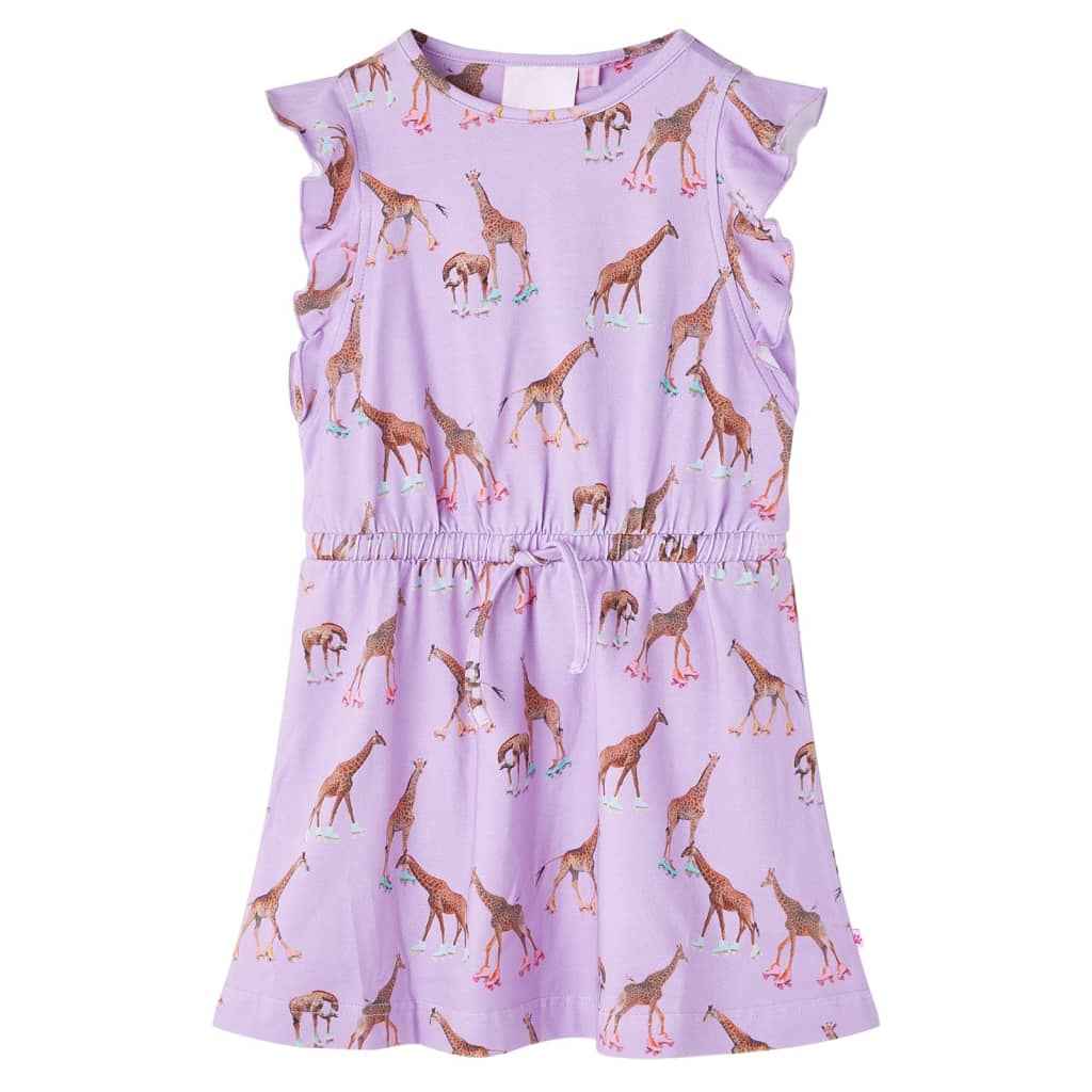 Vestido para criança mangas com folhos e cordão lilás 92