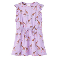 Vestido para criança mangas com folhos e cordão lilás 92