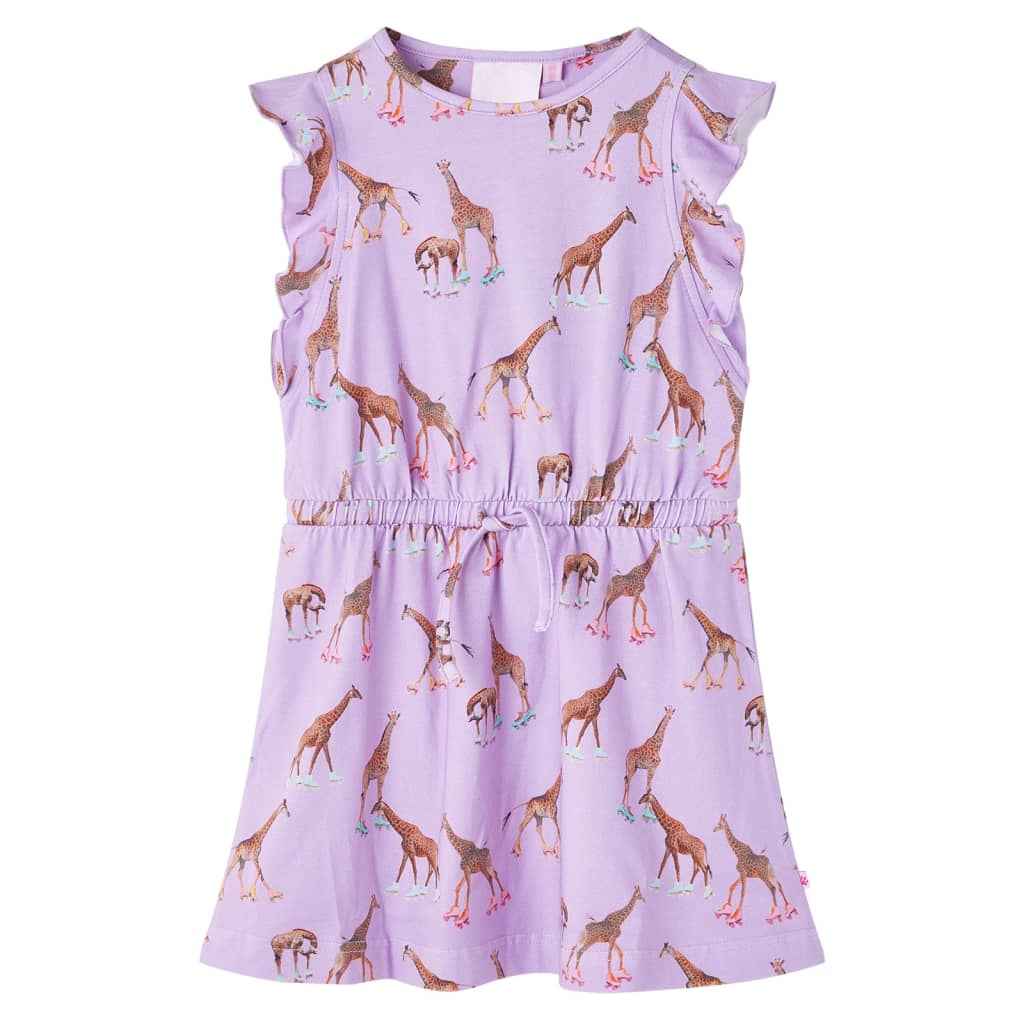 Vestido para criança mangas com folhos e cordão lilás 92
