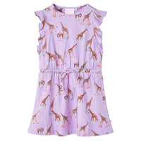 Vestido para criança mangas com folhos e cordão lilás 92
