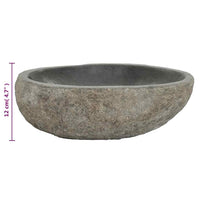 vidaXL Lavatório de pedra do rio oval (29-38)x(24-31) cm