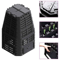 vidaXL Caixote de compostagem para jardim 68,9x68,9x83,9cm 360 L preto