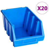 vidaXL Caixas de arrumação empilháveis 20 pcs plástico azul