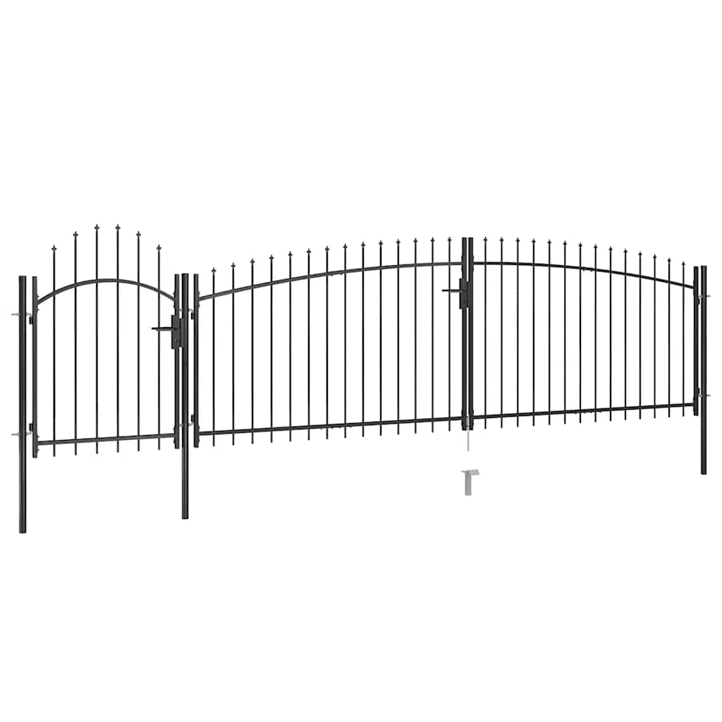 vidaXL Portão p/ cerca de jardim com topo em lanças 5x1,5 m aço preto