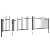 vidaXL Portão p/ cerca de jardim com topo em lanças 5x1,5 m aço preto