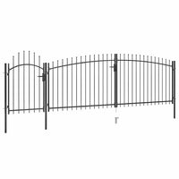 vidaXL Portão p/ cerca de jardim com topo em lanças 5x1,5 m aço preto