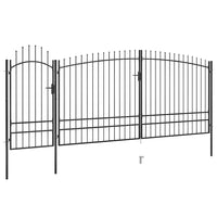 vidaXL Portão p/ cerca de jardim com topo em lanças 5x1,5 m aço preto