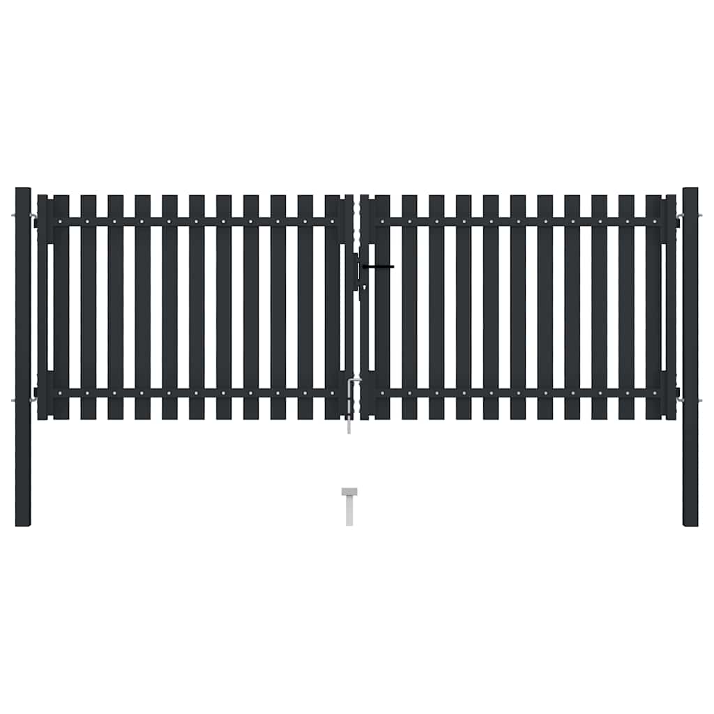 vidaXL Portão de cerca de porta dupla em aço 300x75 cm antracite